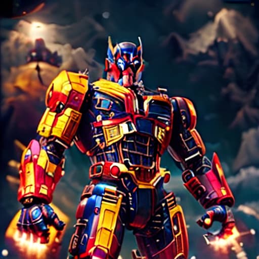 a photo of ddfusion style optimus prime hyperrealistic, full body, detailed clothing, highly detailed, cinematic lighting, stunningly beautiful, intricate, sharp focus, f/1. 8, 85mm, (centered image composition), (professionally color graded), ((bright soft diffused light)), volumetric fog, trending on instagram, trending on tumblr, HDR 4K, 8K