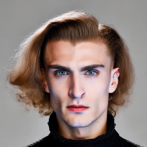 portrait+ style Russian queer gymnast blonde hunk dude face