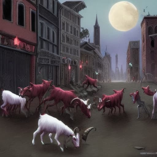  Vampire demon goats attacking a city