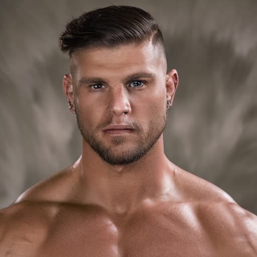 portrait+ style WWE queer brunette hunk dude face