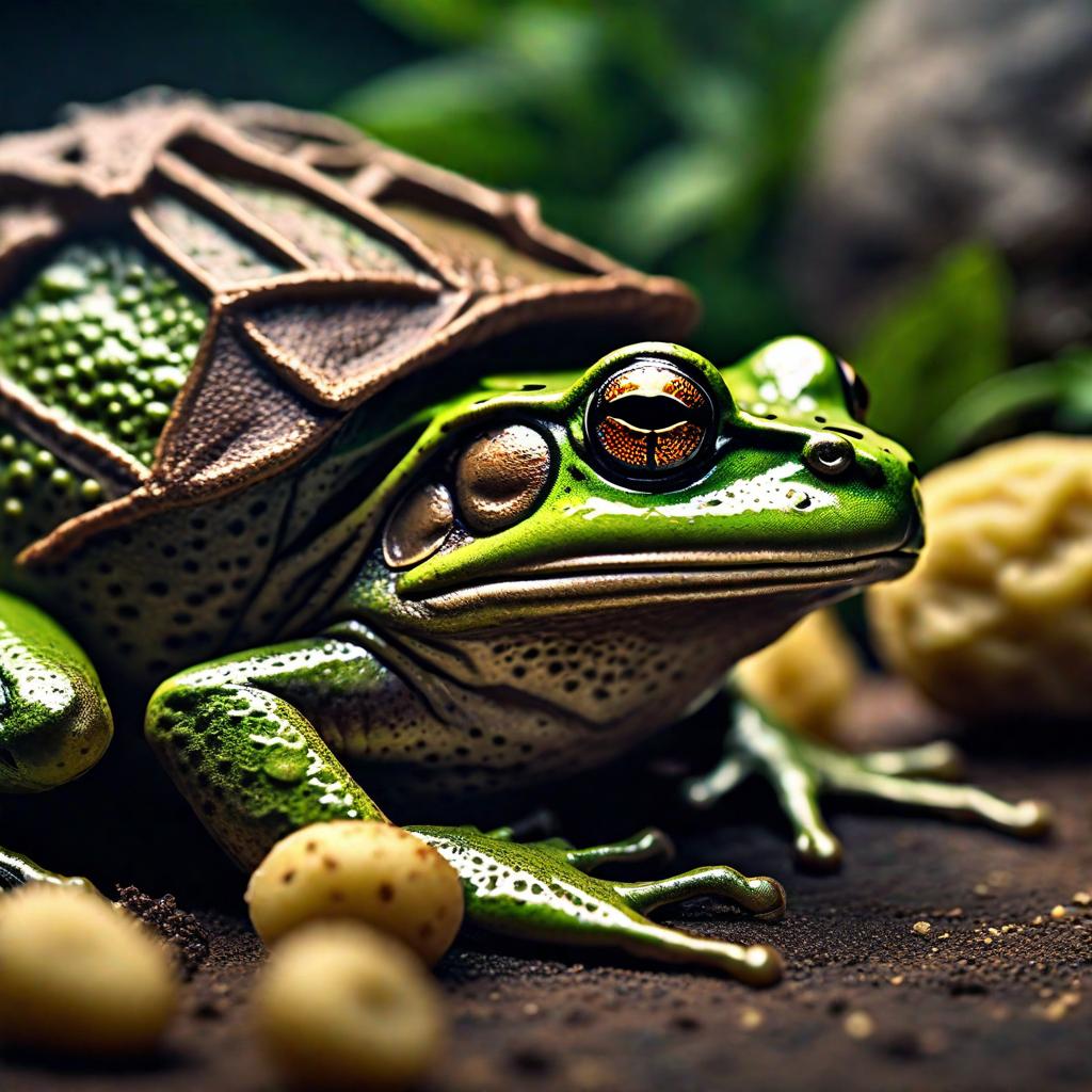  dead body frog killed by a potato man hyperrealistic, full body, detailed clothing, highly detailed, cinematic lighting, stunningly beautiful, intricate, sharp focus, f/1. 8, 85mm, (centered image composition), (professionally color graded), ((bright soft diffused light)), volumetric fog, trending on instagram, trending on tumblr, HDR 4K, 8K