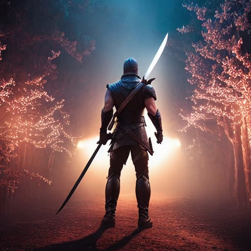  Someone holding a sword hyperrealistic, full body, detailed clothing, highly detailed, cinematic lighting, stunningly beautiful, intricate, sharp focus, f/1. 8, 85mm, (centered image composition), (professionally color graded), ((bright soft diffused light)), volumetric fog, trending on instagram, trending on tumblr, HDR 4K, 8K
