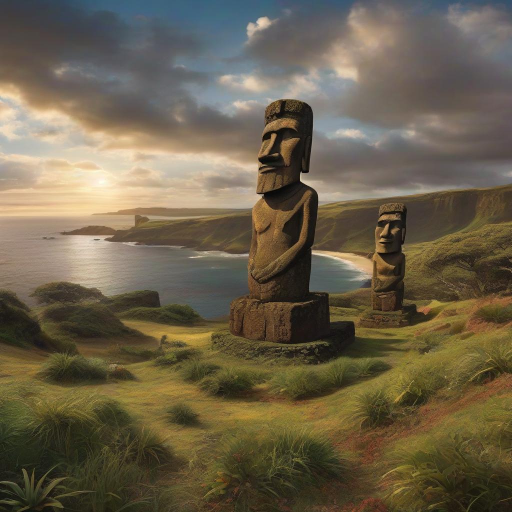  Digital painting, landscape of a [The Moai of Easter Island:Stormwind:1], Hurricane, symbolism art, (by Ettore Tito:0.7) , Grimdark, spotlit, triadic, painterly, intricate, dynamic cinematic color, striking, extremely stylish, extremely rich detail, glossy hyperrealistic, full body, detailed clothing, highly detailed, cinematic lighting, stunningly beautiful, intricate, sharp focus, f/1. 8, 85mm, (centered image composition), (professionally color graded), ((bright soft diffused light)), volumetric fog, trending on instagram, trending on tumblr, HDR 4K, 8K