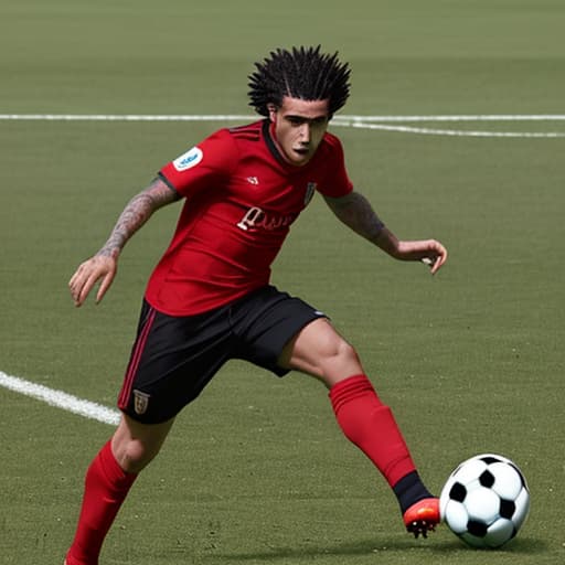  hombre negro con el pelo rojo jugando al futbol en un campo de césped