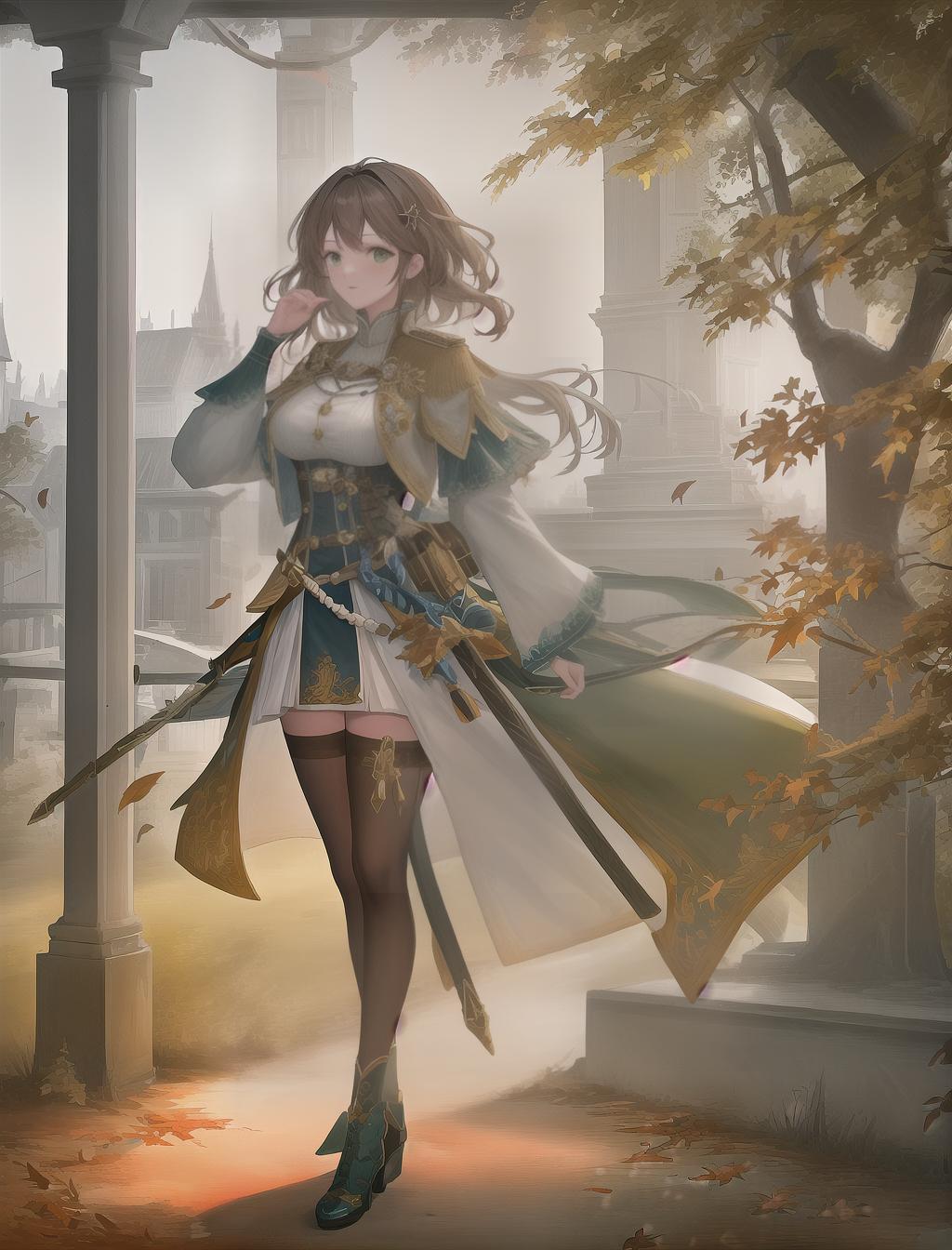  masterpiece, best quality, illustration, beautiful detailed, finely detailed, dramatic light, intricate details, 1girl, brown hair, green eyes, colorful, autumn, cumulonimbus clouds, lighting, blue sky, falling leaves, garden, hyperrealistic, full body, detailed clothing, highly detailed, cinematic lighting, stunningly beautiful, intricate, sharp focus, f/1. 8, 85mm, (centered image composition), (professionally color graded), ((bright soft diffused light)), volumetric fog, trending on instagram, trending on tumblr, HDR 4K, 8K hyperrealistic, full body, detailed clothing, highly detailed, cinematic lighting, stunningly beautiful, intricate, sharp focus, f/1. 8, 85mm, (centered image composition), (professionally color graded), ((bright soft diffused light)), volumetric fog, trending on instagram, trending on tumblr, HDR 4K, 8K