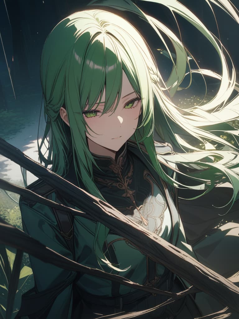  Green hair character's private grudge era, masterpiece, best quality,8k,ultra detailed,high resolution,an extremely delicate and beautiful,hyper detail