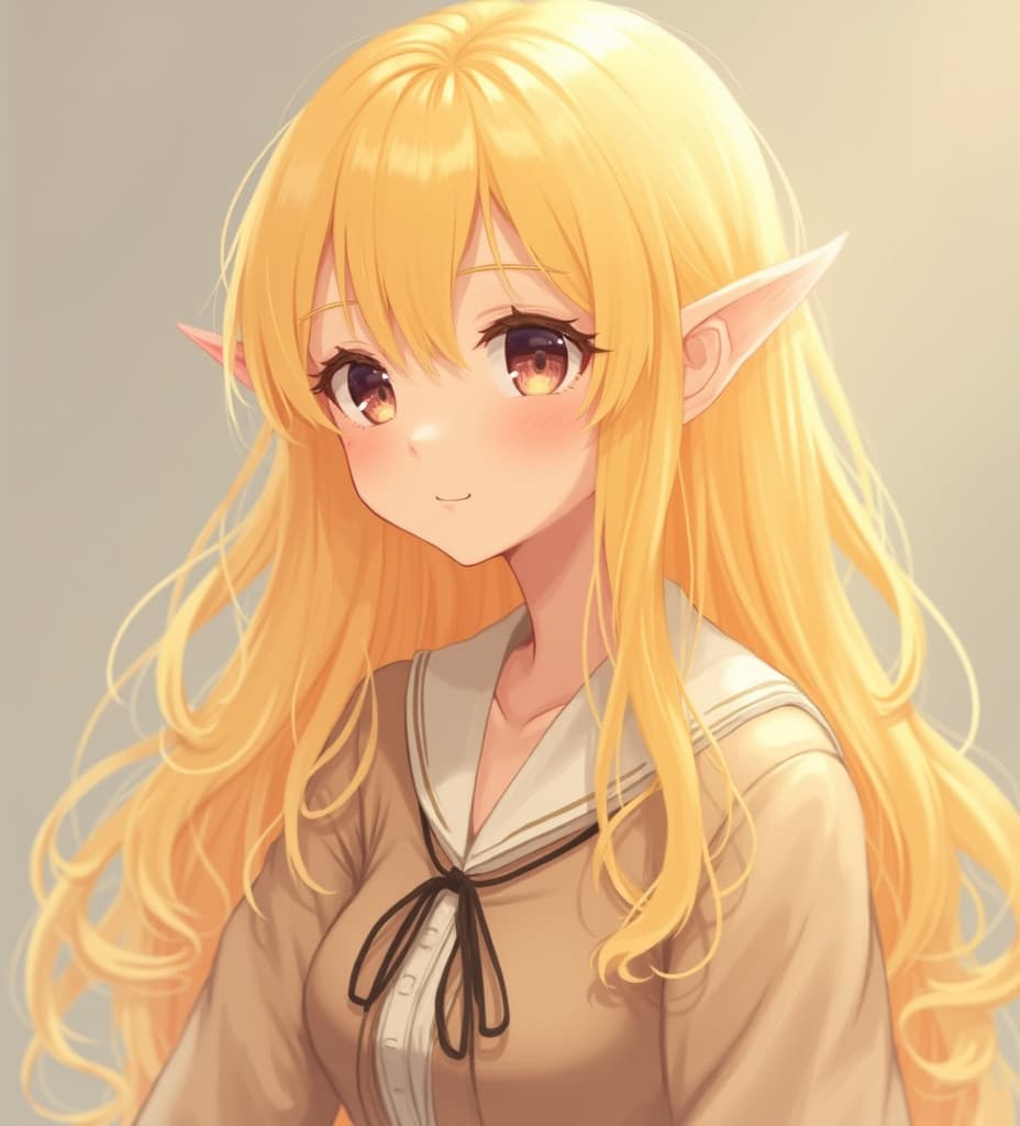  good quality, high quality, elf anime girl blonde hair long hair