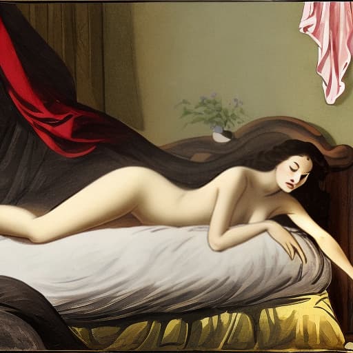  a naked woman is lying on the bed