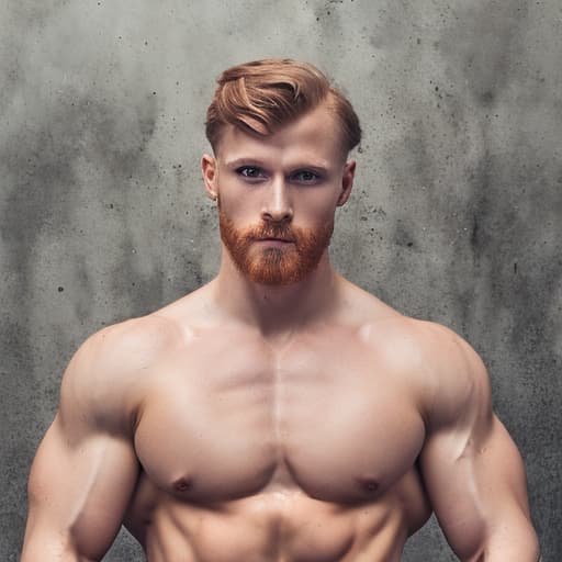 portrait+ style Russian queer fitness model Ginger hunk dude face