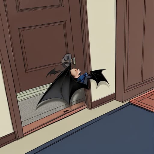  bat slams into door,