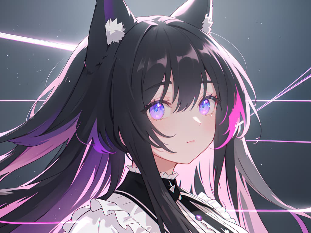  Horse ears, no ears, black hair, fox eye, left eye purple, right eye pink, odd eye, horse tail, gothic lolita, masterpiece, best quality,8k,ultra detailed,high resolution,an extremely delicate and beautiful,hyper detail hyperrealistic, full body, detailed clothing, highly detailed, cinematic lighting, stunningly beautiful, intricate, sharp focus, f/1. 8, 85mm, (centered image composition), (professionally color graded), ((bright soft diffused light)), volumetric fog, trending on instagram, trending on tumblr, HDR 4K, 8K