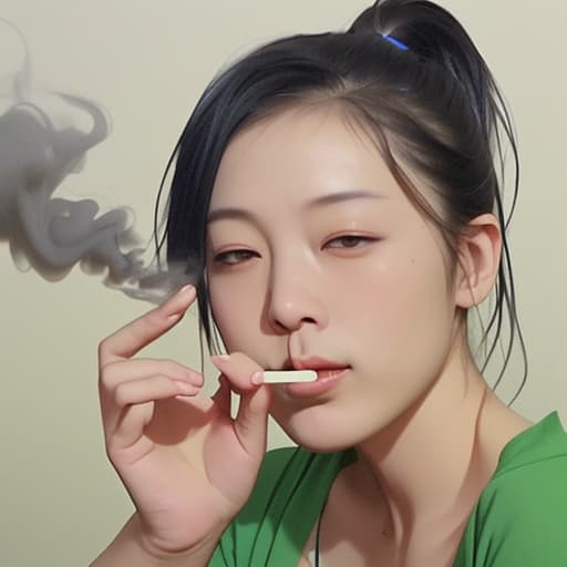  Create a picture of an Asian smoking weed