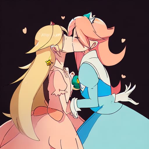  Peach and Rosalina kissing