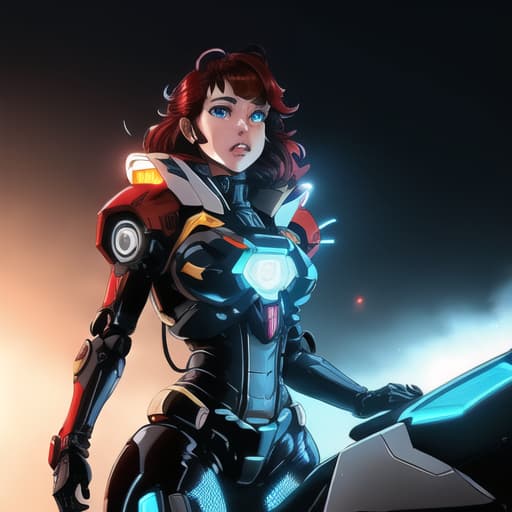  ((mecha)), exosuit, <lora:Mecha:0.8), <lora:add_detail:1.5), ultra sharp, detailed, science_fiction, red and black colors, (((made of computer chips, wires))), glowing in the dark, neon details, intricate, mecha masterpiece, detailed mech armor