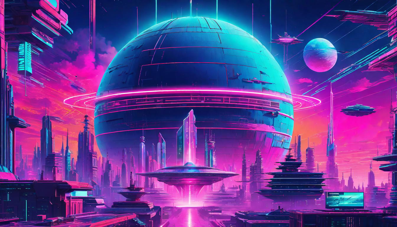  vaporwave,cyberpunk game style Universe awaiting command, transformative energy, dynamic and empoweringeon, dystopian, futuristic, digital, vibrant, detailed, high contrast, reminiscent of cyberpunk genre video games,retro aesthetic, cyberpunk, vibrant, neon colors, vintage 80s and 90s style, highly detailed