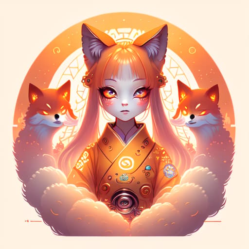 in OliDisco style Kawaii girl kitsune