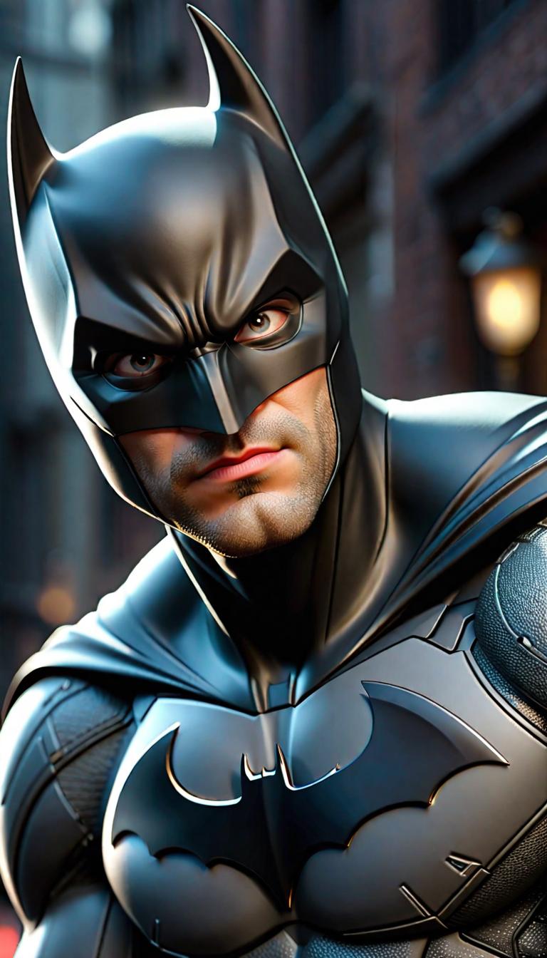  Professional 3D model of Batman . Rendered with Octane, the model is highly detailed,dramatic lighting. hyperrealistic, full body, detailed clothing, highly detailed, cinematic lighting, stunningly beautiful, intricate, sharp focus, f/1. 8, 85mm, (centered image composition), (professionally color graded), ((bright soft diffused light)), volumetric fog, trending on instagram, trending on tumblr, HDR 4K, 8K