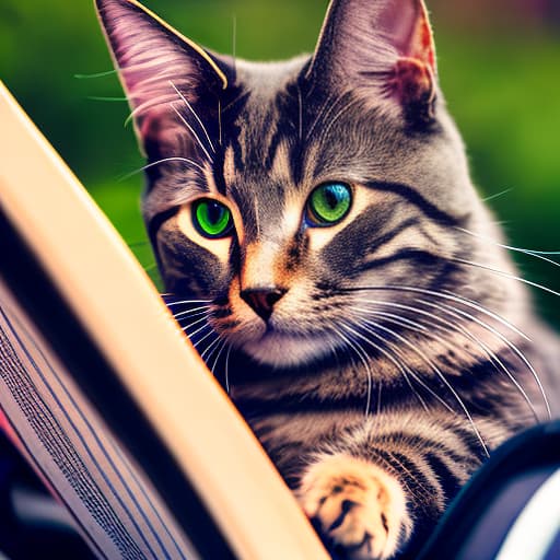 nvinkpunk Realistic image of a cat wearing headphones and reading glasses while riding a bus. hyperrealistic, full body, detailed clothing, highly detailed, cinematic lighting, stunningly beautiful, intricate, sharp focus, f/1. 8, 85mm, (centered image composition), (professionally color graded), ((bright soft diffused light)), volumetric fog, trending on instagram, trending on tumblr, HDR 4K, 8K