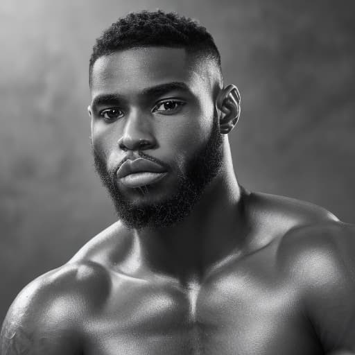 portrait+ style Ebony queer fitness model brunette hunk dude face