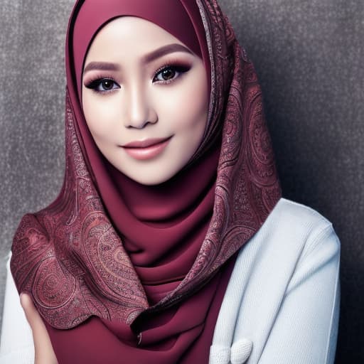 portrait+ style wanita Indonesia yang cantik berkulit putih memakai jilbab