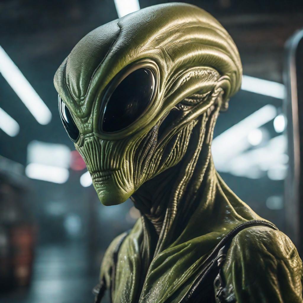  Alien from Area 51 hyperrealistic, full body, detailed clothing, highly detailed, cinematic lighting, stunningly beautiful, intricate, sharp focus, f/1. 8, 85mm, (centered image composition), (professionally color graded), ((bright soft diffused light)), volumetric fog, trending on instagram, trending on tumblr, HDR 4K, 8K