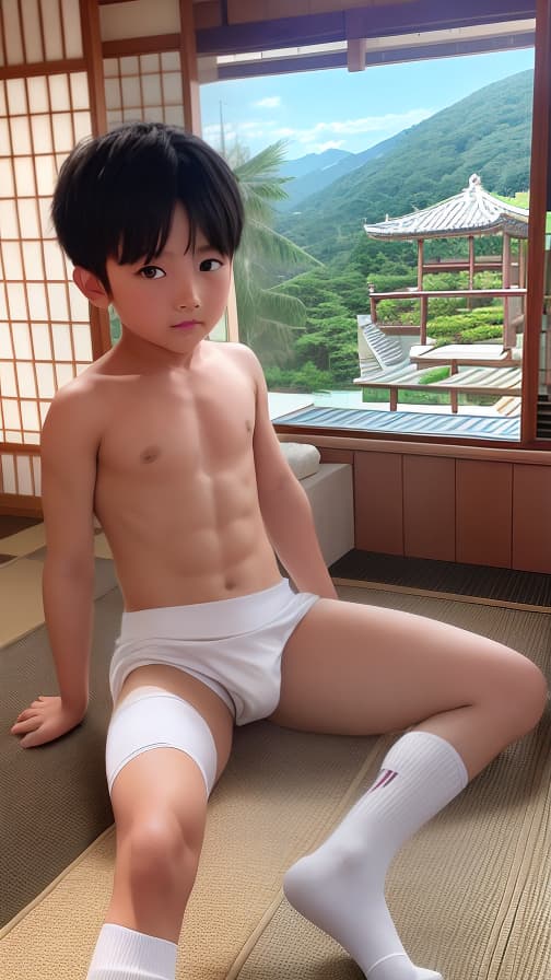  6th grader White high socks loincloth Cloth loincloth Ryokan boy