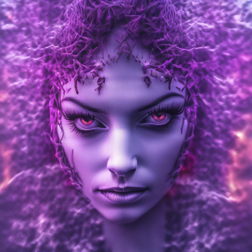  hyperrealistic art Horror themed purple theme,monochrome,glowing,traditional media,1girl,solo,looking at viewer,shirt,holding,<lora:phonk:1>, . Eerie, unsettling, dark, spooky, suspenseful, grim, highly detailed. Close up face, mysterious silhouette of an exotic girl in worn down clothing, red cosmetic over face goddess, alluring, by Minjae Lee, Carne Griffiths, Emily Kell, Steve McCurry, Geoffroy Thoorens, Aaron Horkey, Jordan Grimmer, Greg Rutkowski, amazing depth, double exposure, surreal, geometric patterns, intricately detailed, bokeh, perfect balanced, deep fine borders, artistic photorealism , smooth, great masterwork by Suiras <lora:add detail xl:2> <lora:Double Exposure:0.5> . extremely high resolution details, photographic, re hyperrealistic, full body, detailed clothing, highly detailed, cinematic lighting, stunningly beautiful, intricate, sharp focus, f/1. 8, 85mm, (centered image composition), (professionally color graded), ((bright soft diffused light)), volumetric fog, trending on instagram, trending on tumblr, HDR 4K, 8K