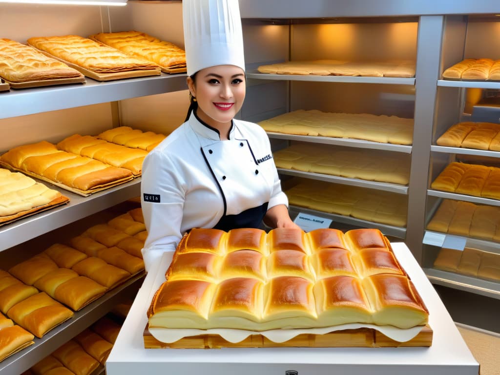  An 8k ultradetailed image of a professional pastry chef expertly layering thin sheets of dough with a delectable apple filling, showcasing the intricate process of preparing an authentic apple strudel in a charming German bakery setting. The chef's hands are precise and graceful, capturing the essence of the meticulous artistry involved in creating this traditional pastry. The background features shelves filled with jars of spices and vintage baking tools, adding an inspiring and authentic touch to the scene. hyperrealistic, full body, detailed clothing, highly detailed, cinematic lighting, stunningly beautiful, intricate, sharp focus, f/1. 8, 85mm, (centered image composition), (professionally color graded), ((bright soft diffused light)), volumetric fog, trending on instagram, trending on tumblr, HDR 4K, 8K