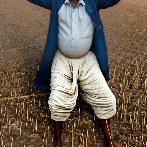 lnkdn photography Indian farmer doing on working hard on land , his body is swatted , his hand have one scratch, his dress is dhoti only