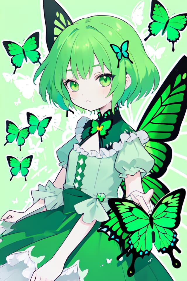  Green hair character butterfly effect