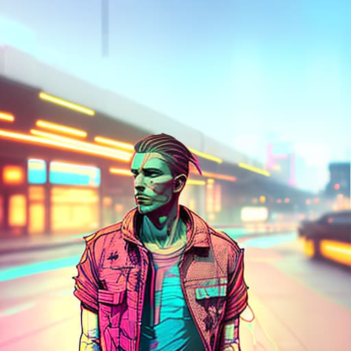 nvinkpunk ultra realistic man, hyper detail, cinematic lighting, magic neon, dark red city, Canon EOS R3, nikon, f/1.4, ISO 200, 1/160s, 8K, RAW, unedited, symmetrical balance, in-frame, 8K