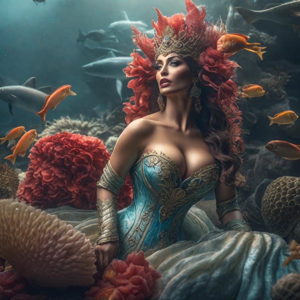  Sirena con pies hyperrealistic, full body, detailed clothing, highly detailed, cinematic lighting, stunningly beautiful, intricate, sharp focus, f/1. 8, 85mm, (centered image composition), (professionally color graded), ((bright soft diffused light)), volumetric fog, trending on instagram, trending on tumblr, HDR 4K, 8K