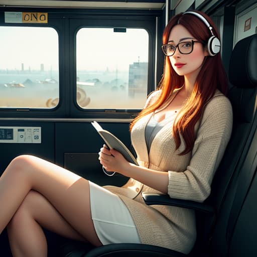  Realistic image of a cat wearing headphones and reading glasses while riding a bus., renaissance hyperrealistic, full body, detailed clothing, highly detailed, cinematic lighting, stunningly beautiful, intricate, sharp focus, f/1. 8, 85mm, (centered image composition), (professionally color graded), ((bright soft diffused light)), volumetric fog, trending on instagram, trending on tumblr, HDR 4K, 8K