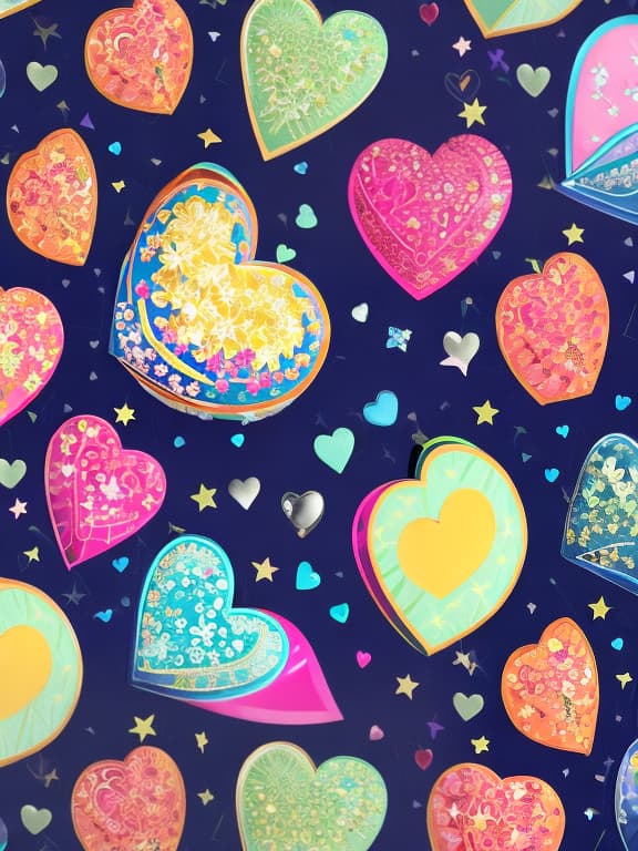  Colorful and sparkling heart gems lots of wallpaper