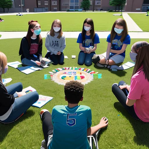  College students mental health group auxiliary activities:"freshman party--find belonging", we 5 people besieged a circle,