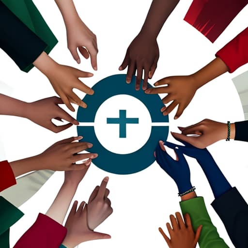  Graphic of diverse group of people holding hands in a circle, representing unity and community in Christ，