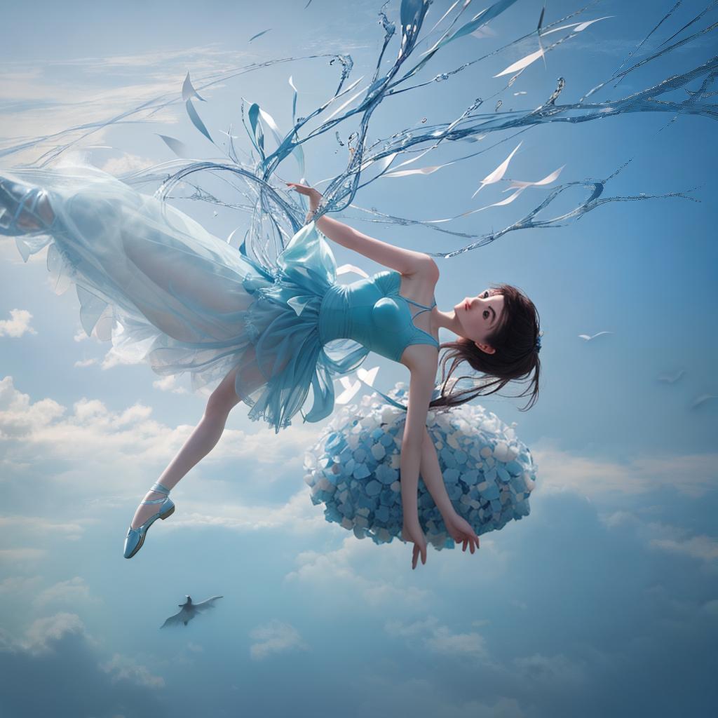  with surrealistic elements, Capture a dreamlike realm where gravity dances in reverse, revealing whimsical landscapes suspended in an ethereal ballet.