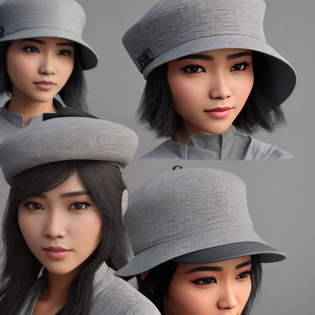  as a cinematic render, gadis memakai topi