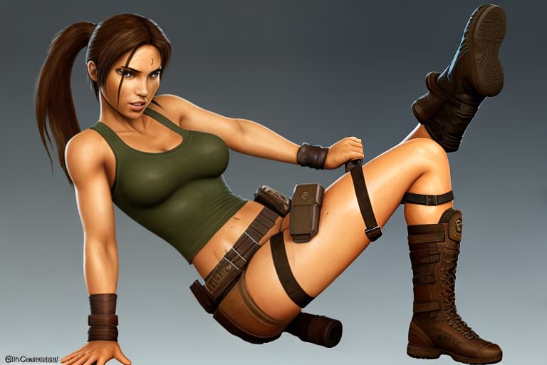  Character Lara Croft wearing only her leg gun holsters
