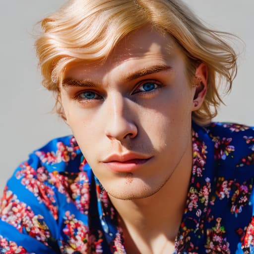 portrait+ style Russian homosexual queer YouTuber blonde hunk dude face