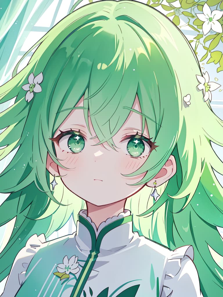  Green hair character that is asleep and panicked, masterpiece, best quality,8k,ultra detailed,high resolution,an extremely delicate and beautiful,hyper detail