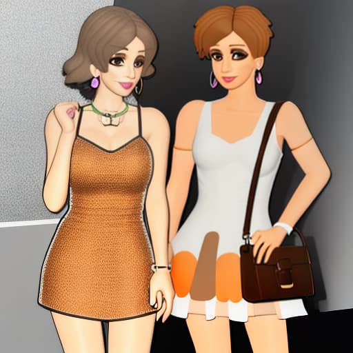  2 old , light brown hair, hazel eyes, pastel orange mini dress with cutouts and some earrings and a purse without handles