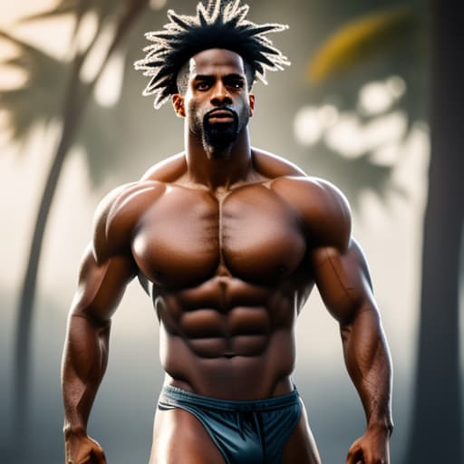  Static Shock, without shirt, in a beach, without mask, playing basketball hyperrealistic, full body, detailed clothing, highly detailed, cinematic lighting, stunningly beautiful, intricate, sharp focus, f/1. 8, 85mm, (centered image composition), (professionally color graded), ((bright soft diffused light)), volumetric fog, trending on instagram, trending on tumblr, HDR 4K, 8K