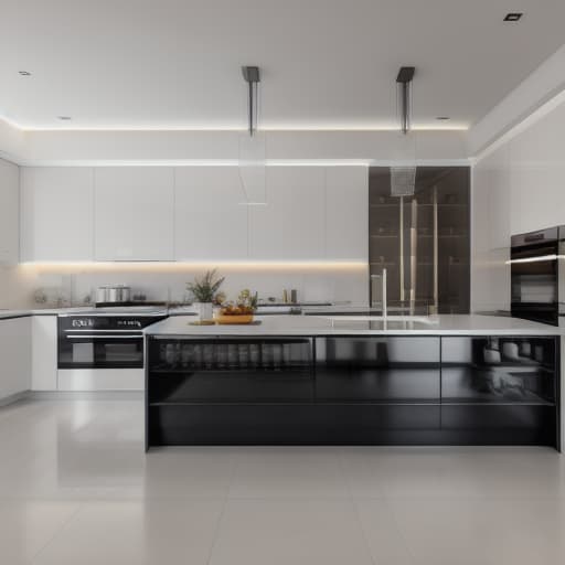  a luxurious modern kitchen hyperrealistic, full body, detailed clothing, highly detailed, cinematic lighting, stunningly beautiful, intricate, sharp focus, f/1. 8, 85mm, (centered image composition), (professionally color graded), ((bright soft diffused light)), volumetric fog, trending on instagram, trending on tumblr, HDR 4K, 8K