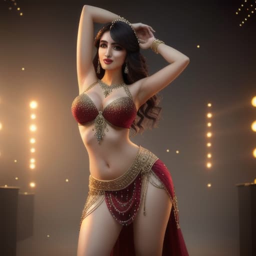  shirley setia belly dancing hyperrealistic, full body, detailed clothing, highly detailed, cinematic lighting, stunningly beautiful, intricate, sharp focus, f/1. 8, 85mm, (centered image composition), (professionally color graded), ((bright soft diffused light)), volumetric fog, trending on instagram, trending on tumblr, HDR 4K, 8K