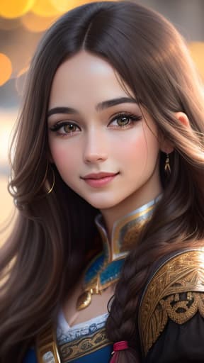  Woman, long brown hair ans brown eyes, smiling , hyperrealistic, high quality, highly detailed, perfect lighting, intricate, sharp focus, f/1. 8, 85mm, (centered image composition), (professionally color graded), ((bright soft diffused light)), trending on instagram, HDR 4K, 8K