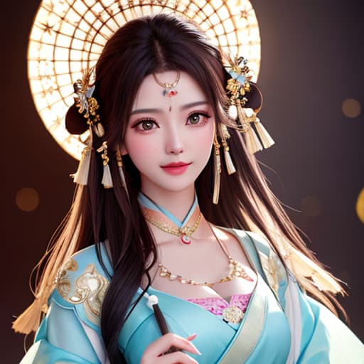  best quality, masterpiece, highres, 1girl,blush,(seductive smile:0.8),star shaped pupils,china hanfu,hair ornament,necklace, jewelry,Beautiful face,upon body, tyndall effect,photorealistic, dark studio, rim lighting, two tone lighting,(high detailed skin:1.2), 8k uhd, dslr, soft lighting, high quality, volumetric lighting, candid, Photograph, high resolution, 4k, 8k, Bokeh hyperrealistic, full body, detailed clothing, highly detailed, cinematic lighting, stunningly beautiful, intricate, sharp focus, f/1. 8, 85mm, (centered image composition), (professionally color graded), ((bright soft diffused light)), volumetric fog, trending on instagram, trending on tumblr, HDR 4K, 8K