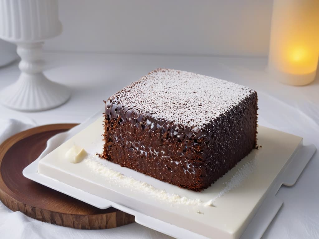  An ultrahighresolution, minimalist image of a perfectly plated Lamington cake dusted with coconut flakes, sitting on a sleek, modern white plate. The cake is cut into neat squares, revealing a light, fluffy interior with a rich chocolate coating. The background is a soft, blurred backdrop that subtly enhances the elegant presentation of the dessert. hyperrealistic, full body, detailed clothing, highly detailed, cinematic lighting, stunningly beautiful, intricate, sharp focus, f/1. 8, 85mm, (centered image composition), (professionally color graded), ((bright soft diffused light)), volumetric fog, trending on instagram, trending on tumblr, HDR 4K, 8K