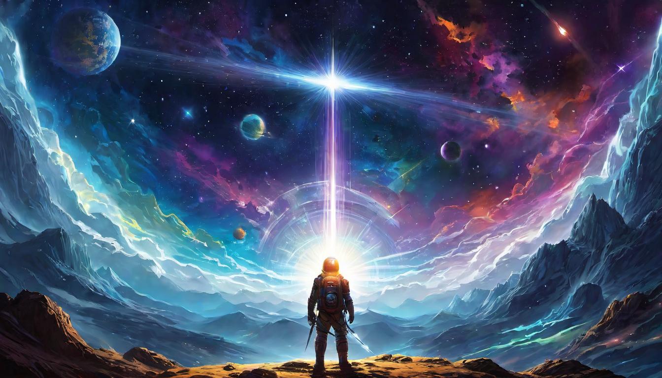  digital illustration, Figures holding beams of cosmic light, grounding them into the earth, stability, grounding cosmic energies, looking at viewer, dynamic pose, (intricate details, masterpiece, best quality)