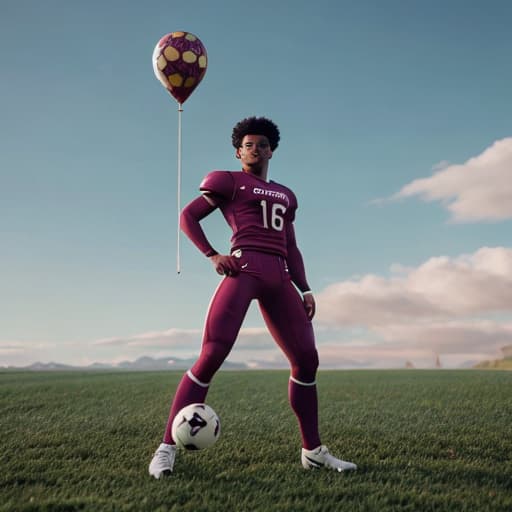  un jeune footballeur clair de 16 ans de taille normale avec une coupe de cheveux afro. en manga sur une pelouse avec un ballon dans ses pieds hyperrealistic, full body, detailed clothing, highly detailed, cinematic lighting, stunningly beautiful, intricate, sharp focus, f/1. 8, 85mm, (centered image composition), (professionally color graded), ((bright soft diffused light)), volumetric fog, trending on instagram, trending on tumblr, HDR 4K, 8K